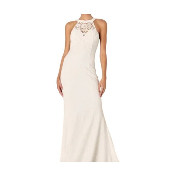 Lulu's Loving Destiny White Lace Halter Mermaid Wedding Maxi Dress Sz L - Picture 1 of 7